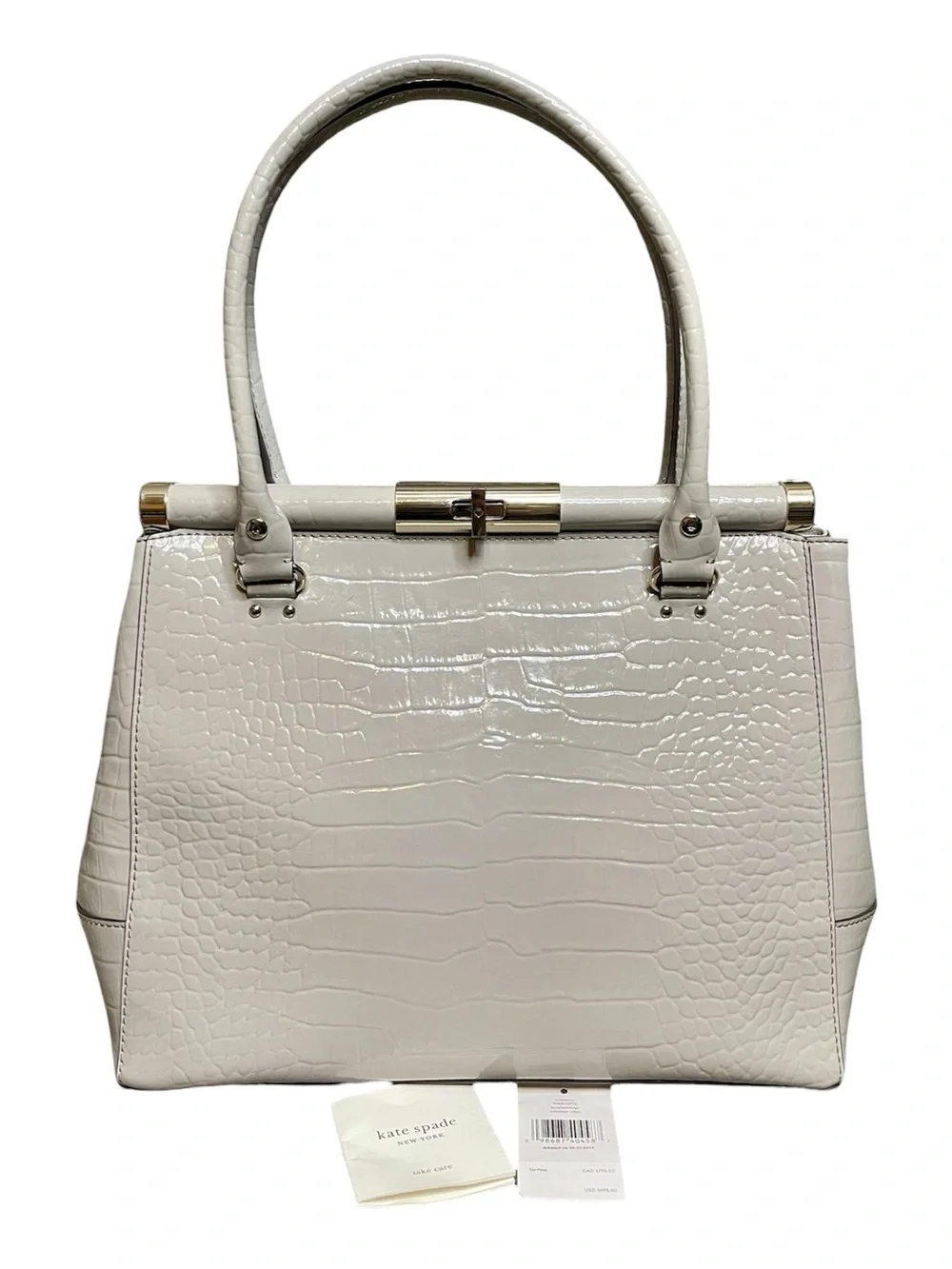 Kate Spade Knightsbridge Constance Satchel Gray Croc Embossed Patent Leather Bag